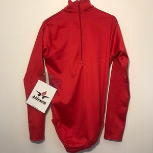 Alleson Girls Cheer Long Sleeve Body Suit Red M